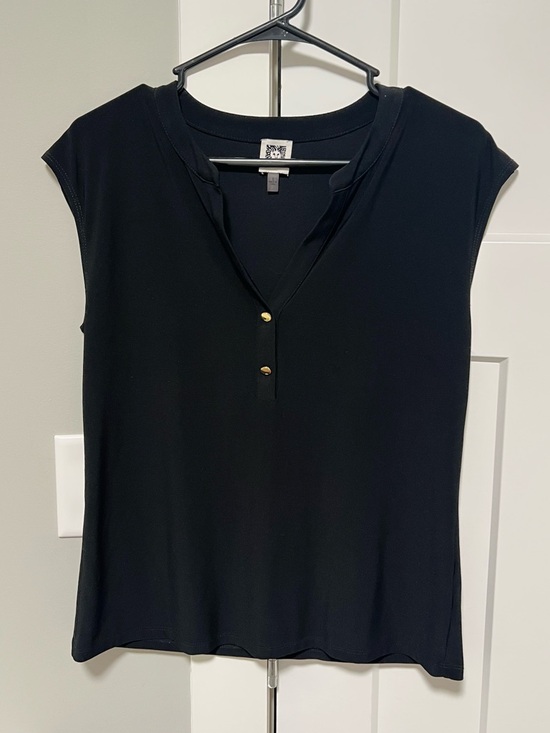 Anne Klein Tops - Anne Klein Black Short-Sleeve Top with Gold Buttons
